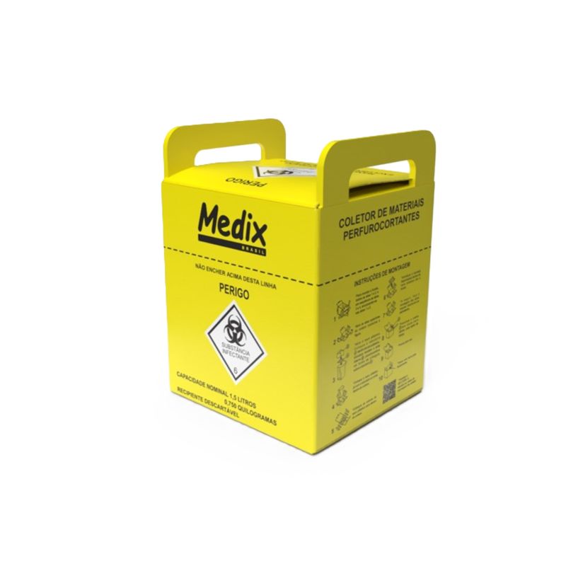 Coletor Perfurocortante Premium 1,5 Litros Medix - Unidade